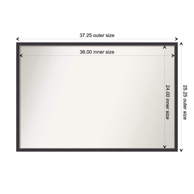 Stylish Black Narrow Non-Beveled Wood Framed Bathroom Vanity Wall Mirror - Stylish Black Narrow - Glass Size 36x24