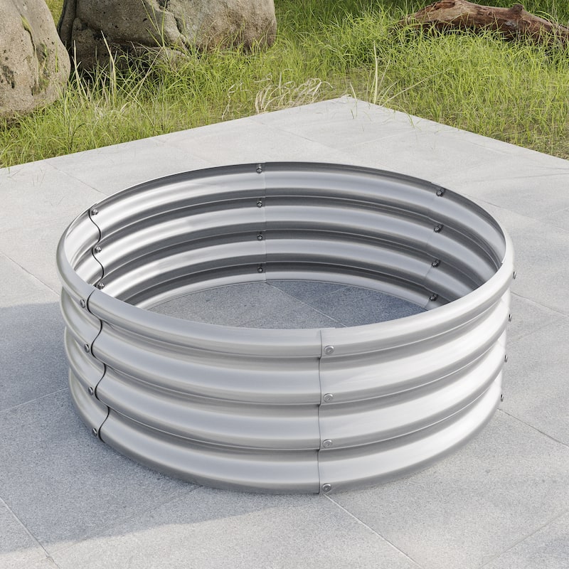 GDFStudio - Tall Round Metal Raised Garden Bed for Vegetables, Flowers, Herbs, and Fruits, Outdoor Backyard Patio Planter Box