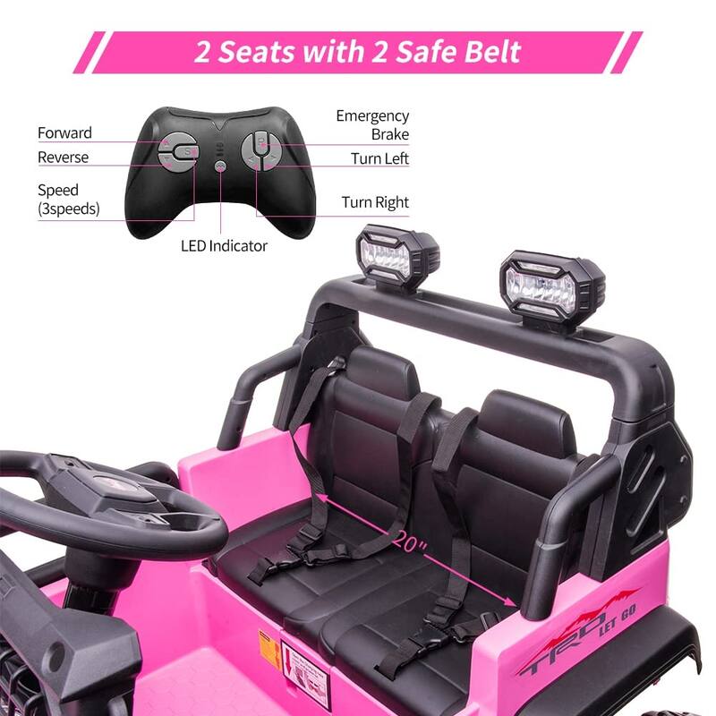 24V 2 Seats Kids Ride Extra Large Seat Wide Truck
