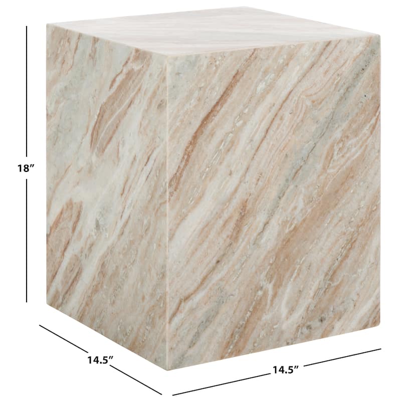 SAFAVIEH Couture Katharina Marble Plinth Accent Table - 15"W x 15"D x 18"H