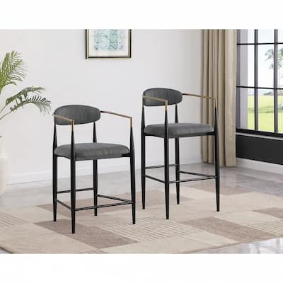 Dark Grey Fabric Upholstered Counter Chair (Set of 2)