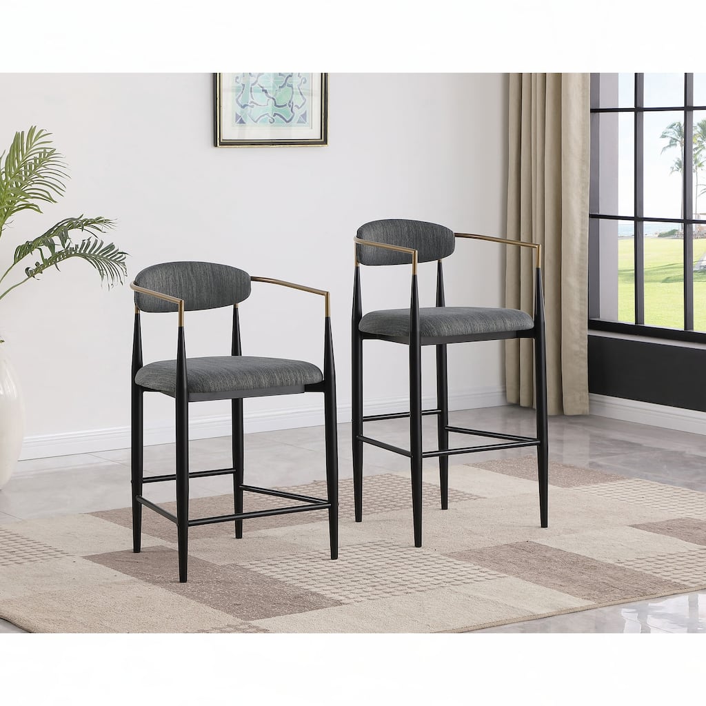 Dark Grey Fabric Upholstered Counter Chair (Set of 2)