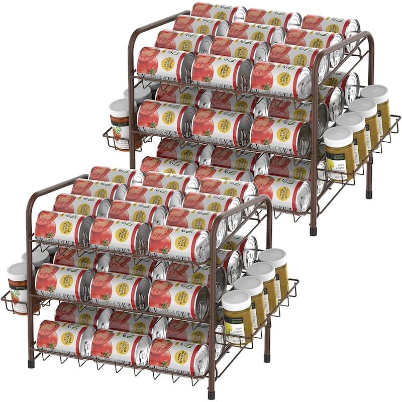2 Pack Can Storage Rack with Side Basket