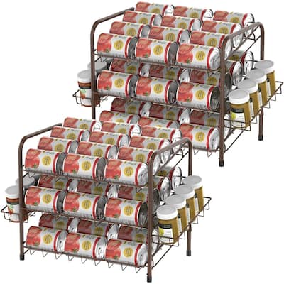 2 Pack Can Storage Rack with Side Basket
