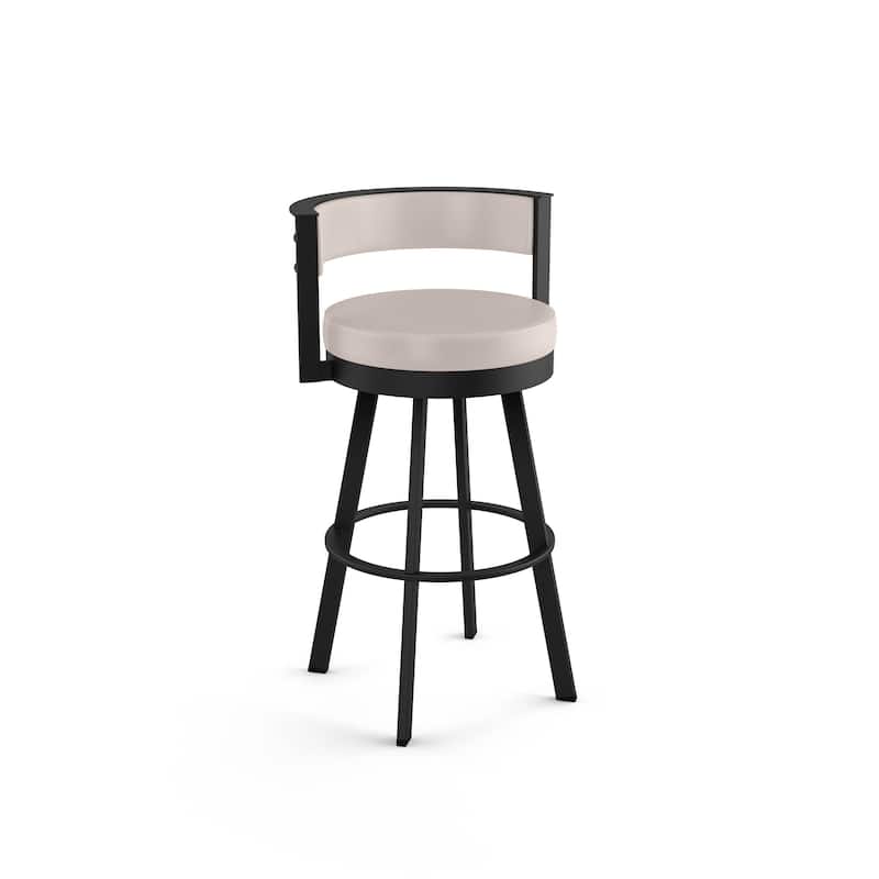 Amisco Browser Swivel Bar Stool - Cream Faux Leather / Black Metal