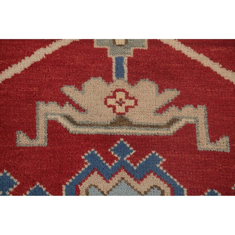 Geometric Kazak Area Rug Hand-Knotted Wool Carpet - 7'9" x 9'9"