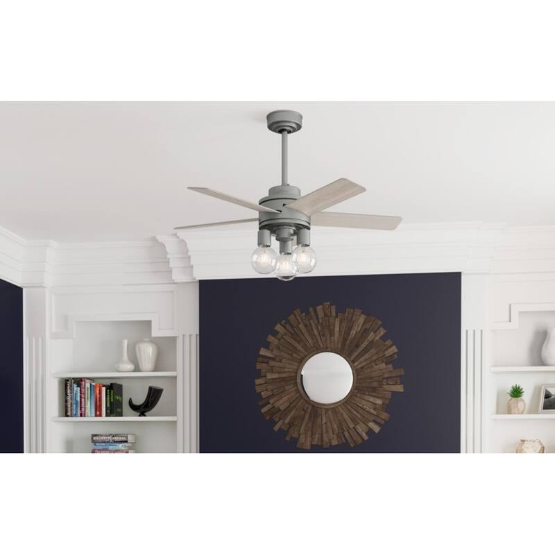Hunter 44" Hardwick Ceiling Fan with LED Light Kit and Handheld Remote - Modern Farmhouse, Transitional - Matte Silver