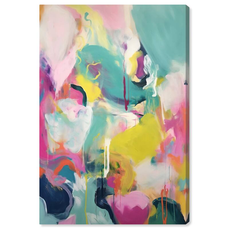 Wynwood Studio Abstract Sweet Smelling Garden Pink and Turquoise Modern & Contemporary Wall Art Canvas Print