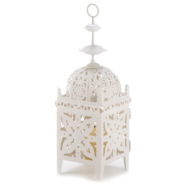 White Filigree Candle Lantern
