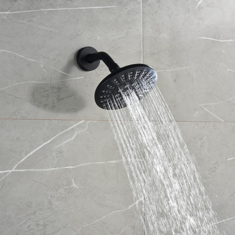 Wall Mount Shower Faucet With Tub Spout Matte Black Shower System Set With Rain Shower Head Tub Shower Trim Kit Set With Valve