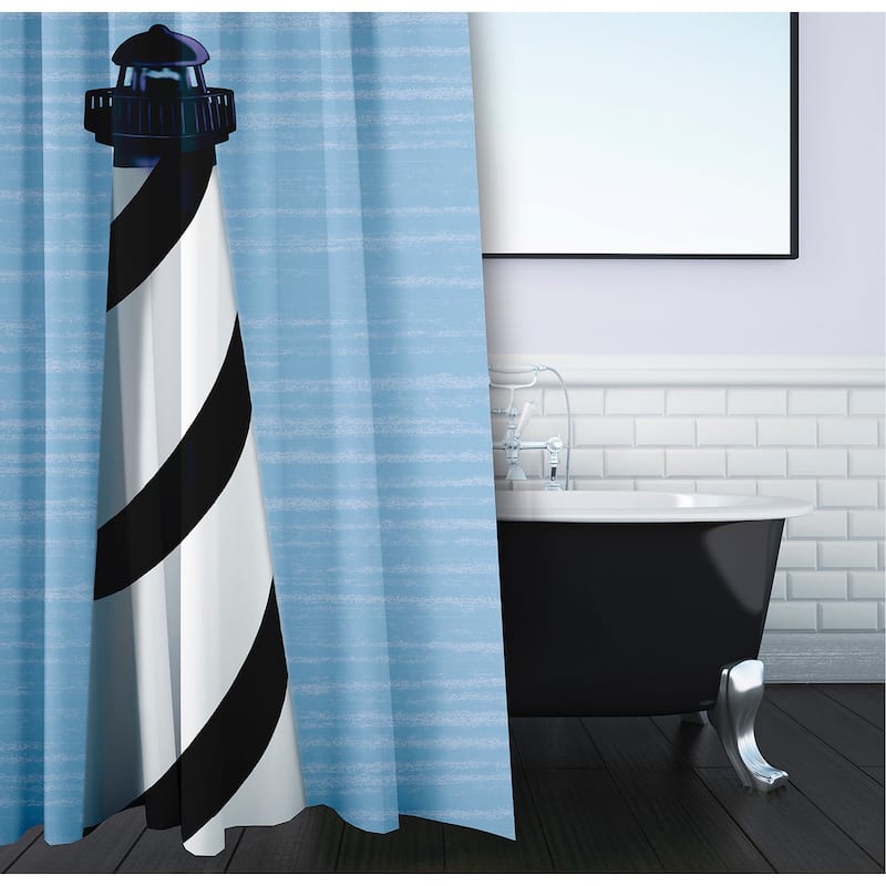 71 x 74-inch Light House Geometric Print Shower Curtain