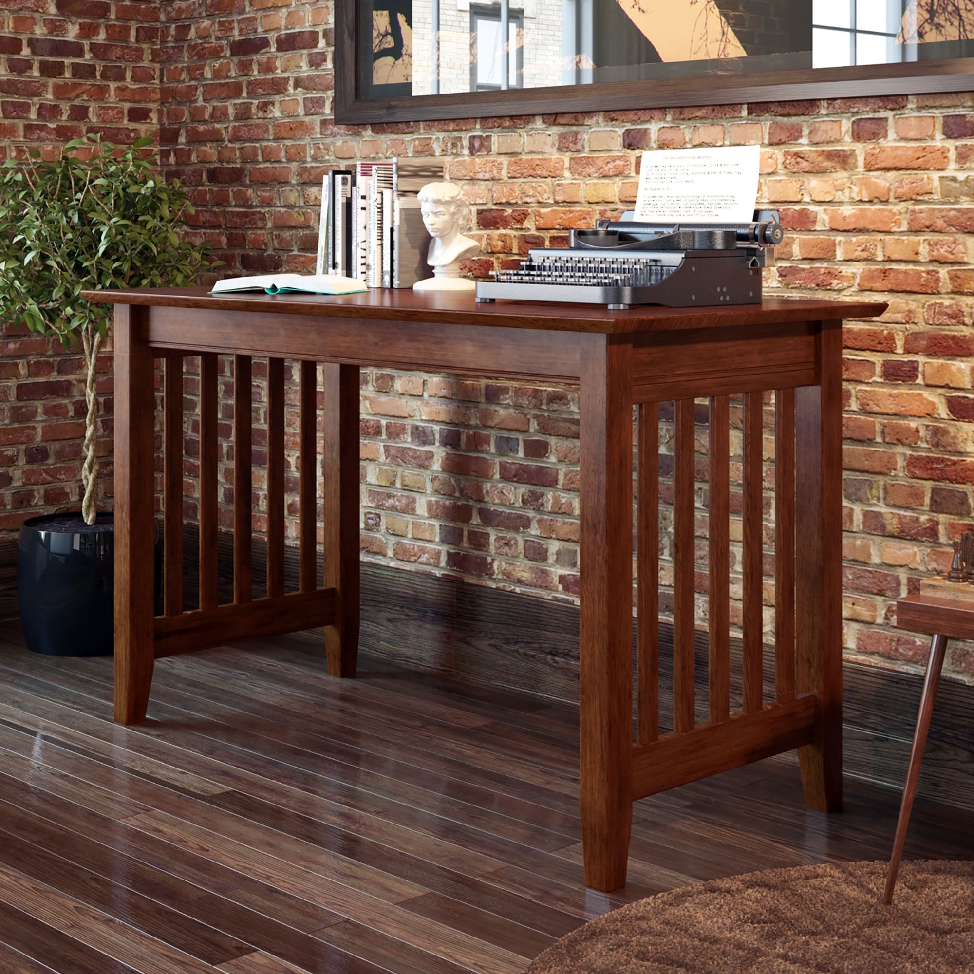 Mission 48" Solid Wood Writing Desk in Walnut