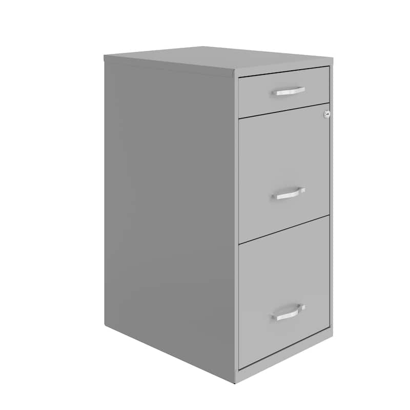 Space Solutions 18" Deep 3 Drawer Metal File Arctic Silver