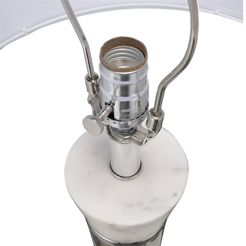D15x30.2" White and Bronze Marble Table Lamp with Glass Cylinder