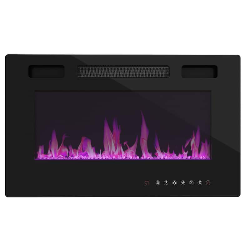 High-Gloss Electric Fireplace TV Stand LED Color ModesRemote Control
