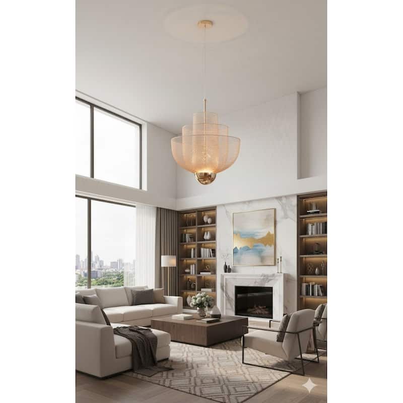 Gold Metal LED 3 Tier Chandelier