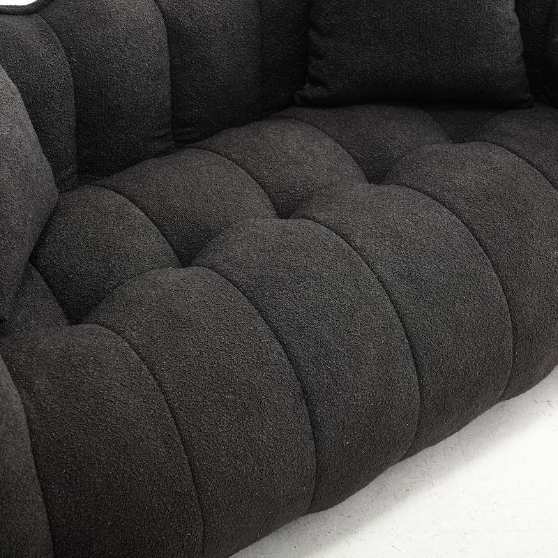 66" Chenille Square Beanbag Chair with High-Resilience Foam Core, Armrests and Handle