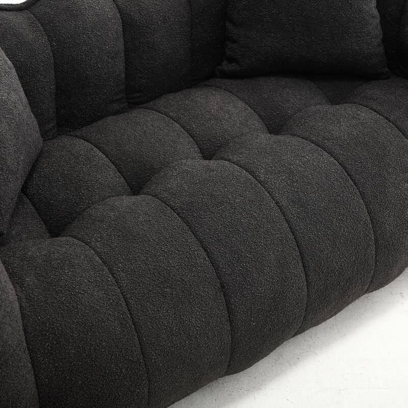 Modern Chenille Bean Bag Chair Square Recliner Sofa with Armrests for Games Reading Watching TV