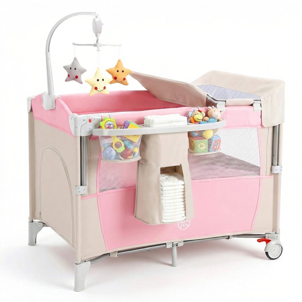 Gymax 5 in 1 Pack & Play w/Diaper Changer Cozy Mattress Lockable