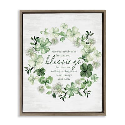 Stupell Irish Proverb Wreath Framed Floater Canvas Wall Art Design by Lettered and Lined
