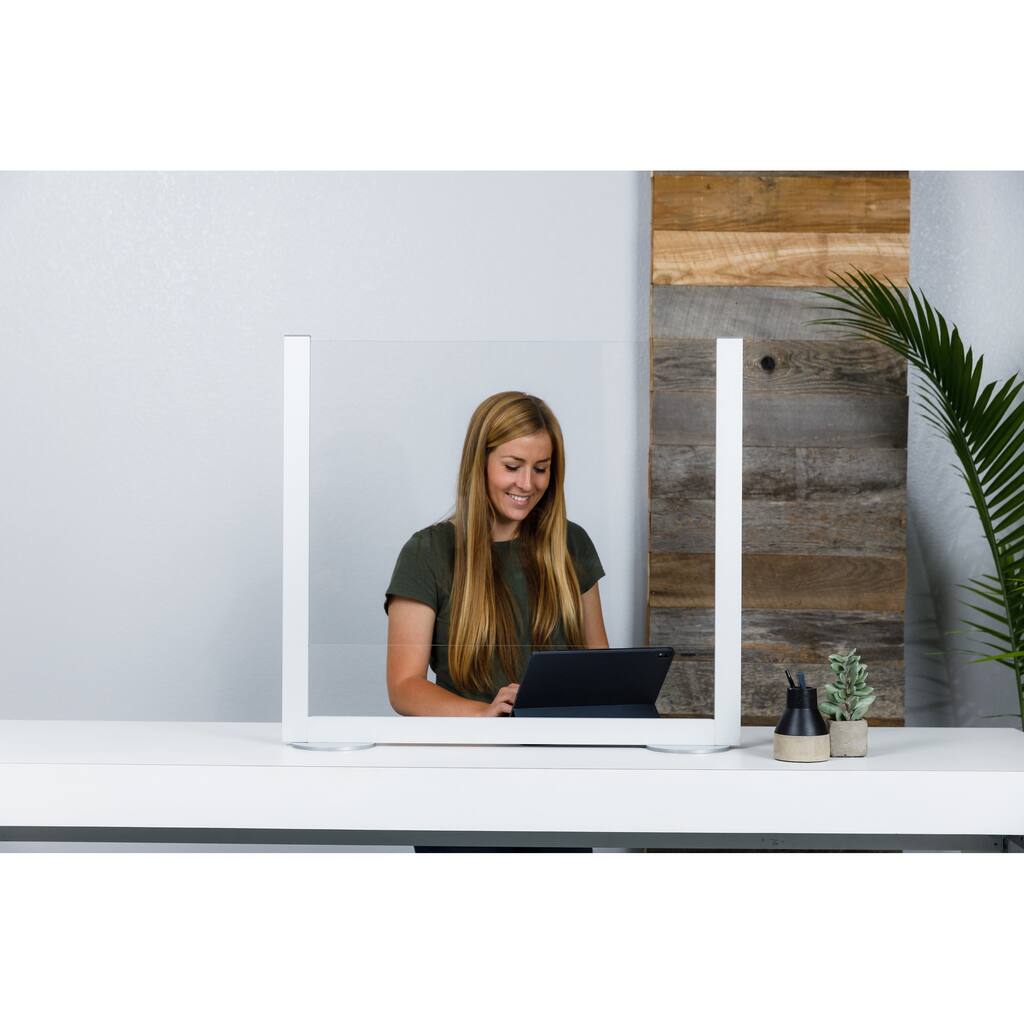 Sneeze Guard Clear Acrylic Plexiglass Shield with Aluminum Frame for Counters - Protective Barrier Against Coughing & Sneezing