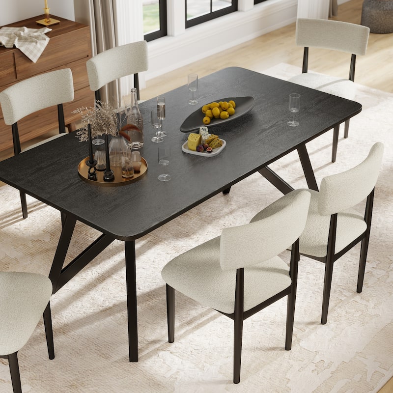 Roundhill Furniture Axler 7-Piece Dining Set, Light Oak