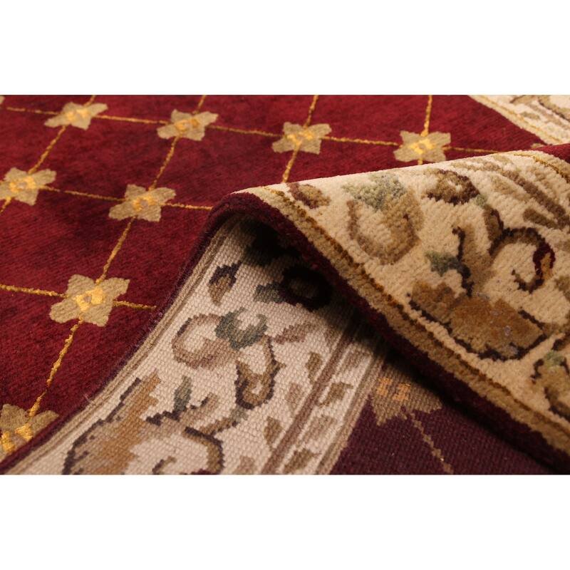 ECARPETGALLERY Hand-knotted Opulence Dark Red Wool Rug - 2'8 x 9'9