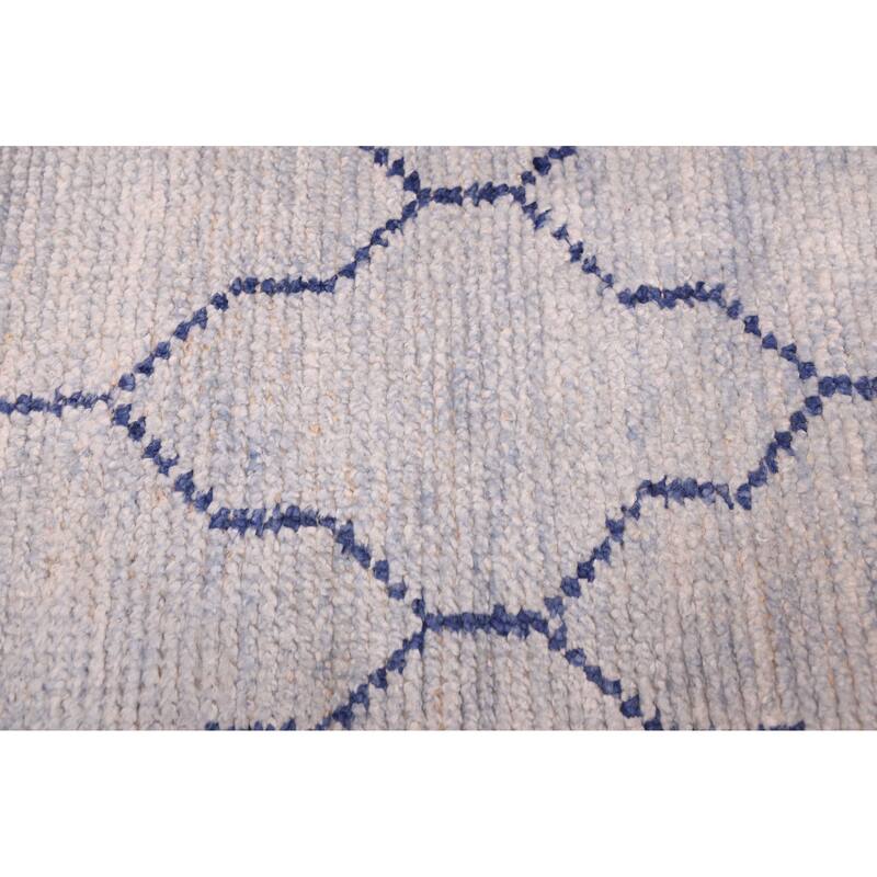 ECARPETGALLERY Hand-knotted Tangier Light Denim Blue Silk Rug - 4'11 x 7'9