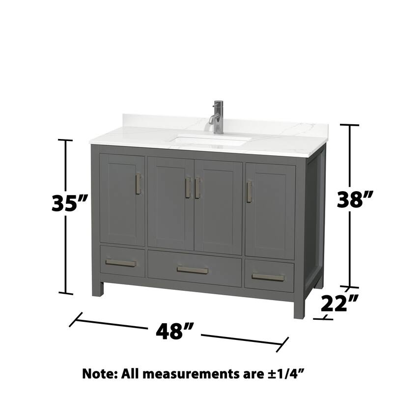 Wyndham Collection WCS141448S-QTZ-UNSMED Sheffield 48" Free Standing