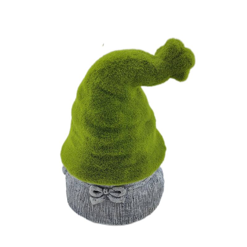 HomeRoots 14" Gray And Green Polyresin Gnome Outdoor Statue