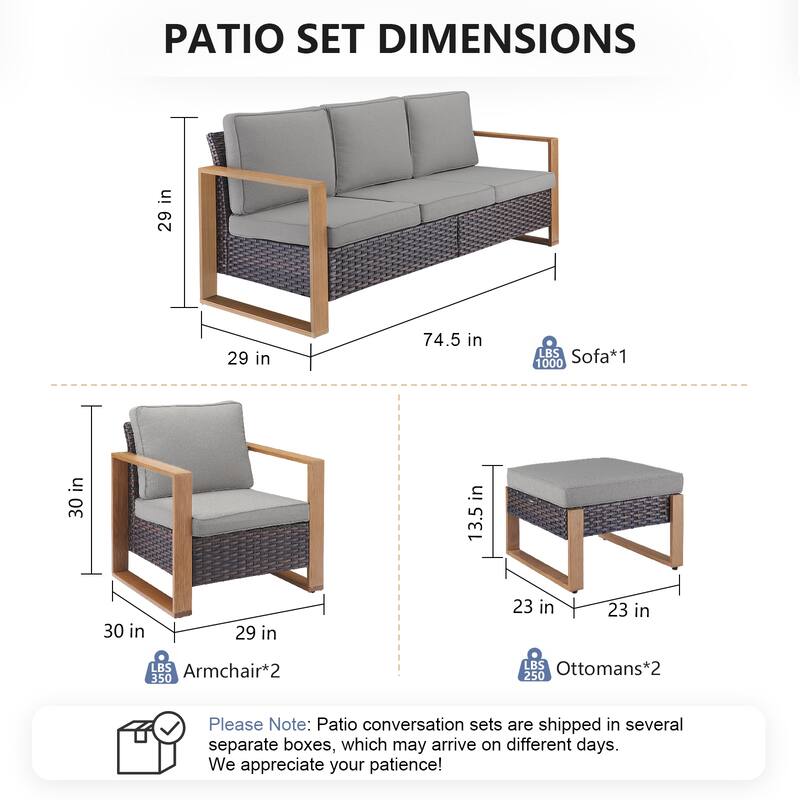 Pocassy Outdoor Sofa, Swivel Chair, Patio Chair Ottoman Set