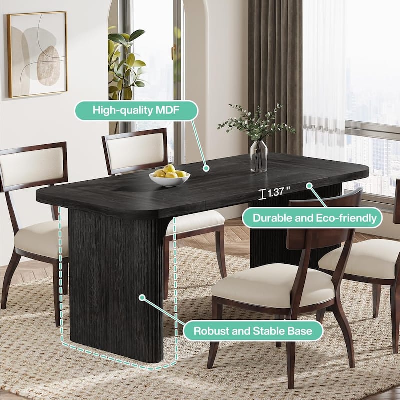 62-Inch Wood Dining Table for 4-6 People Modern Rectangular Kitchen Table for Dining Room Living Room