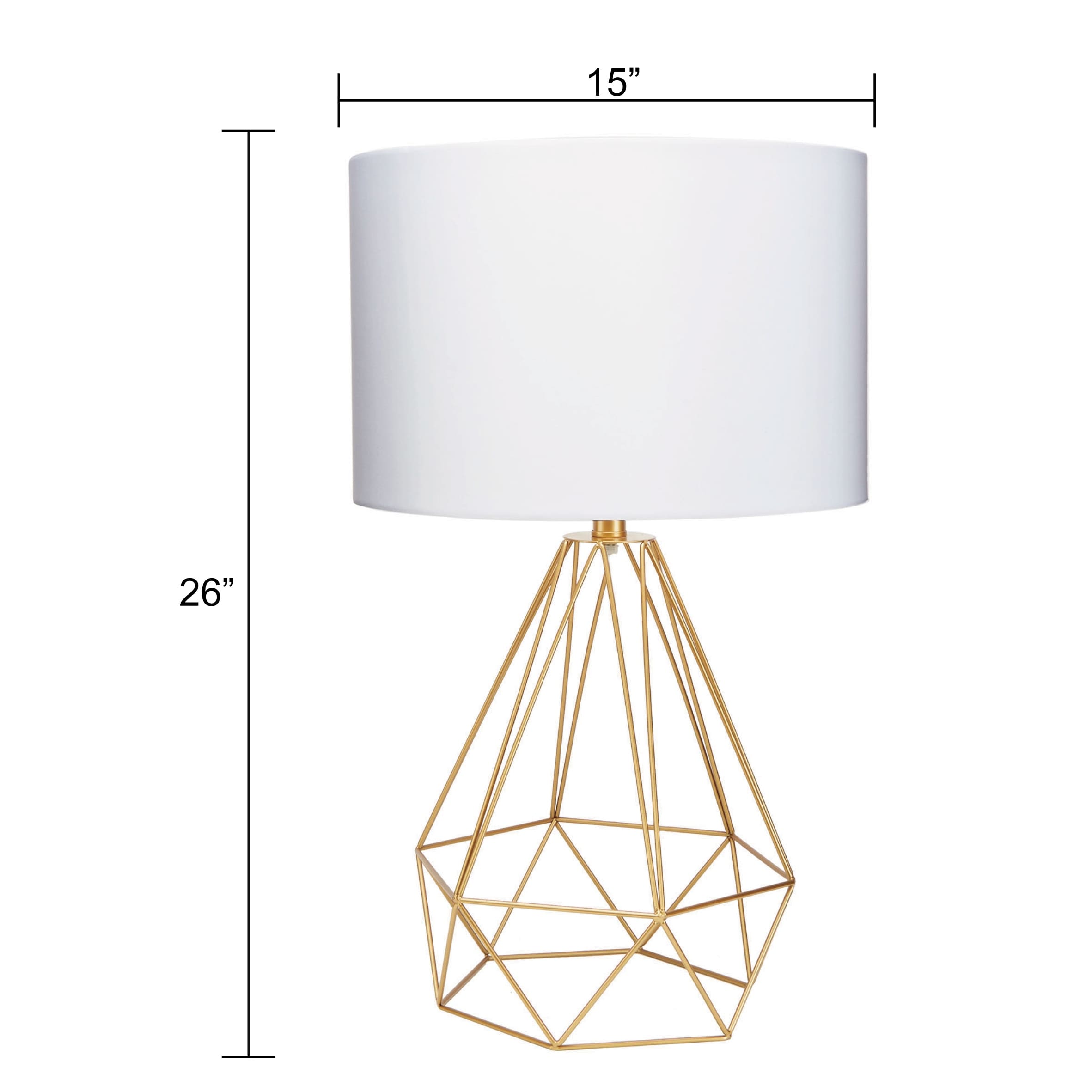 Celeste 26undefined Gold Wire Geometric Table Lamp with Drum Shade Bed Bath Beyond 20006947