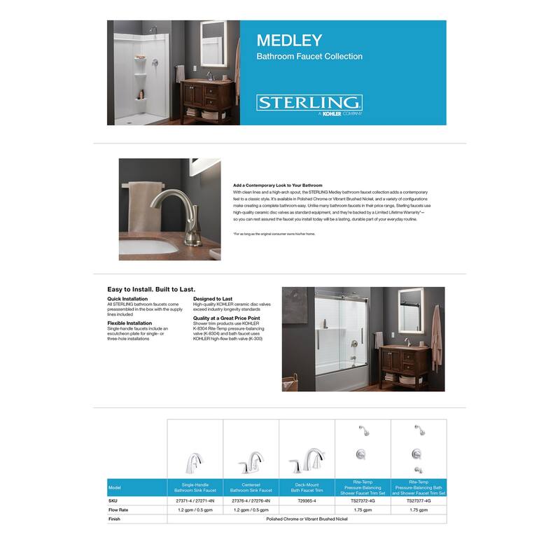 Sterling Medley 1.2 GPM Centerset Bathroom Sink Faucet