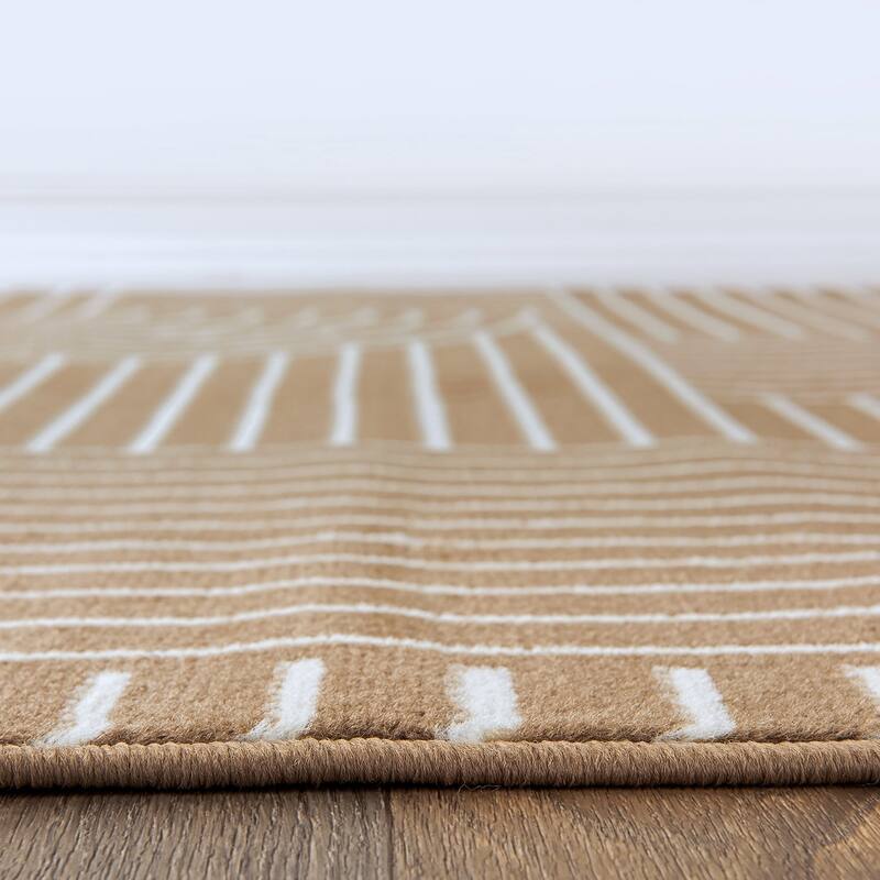 World Rug Gallery Contemporary Stripe Arch Design Area Rug
