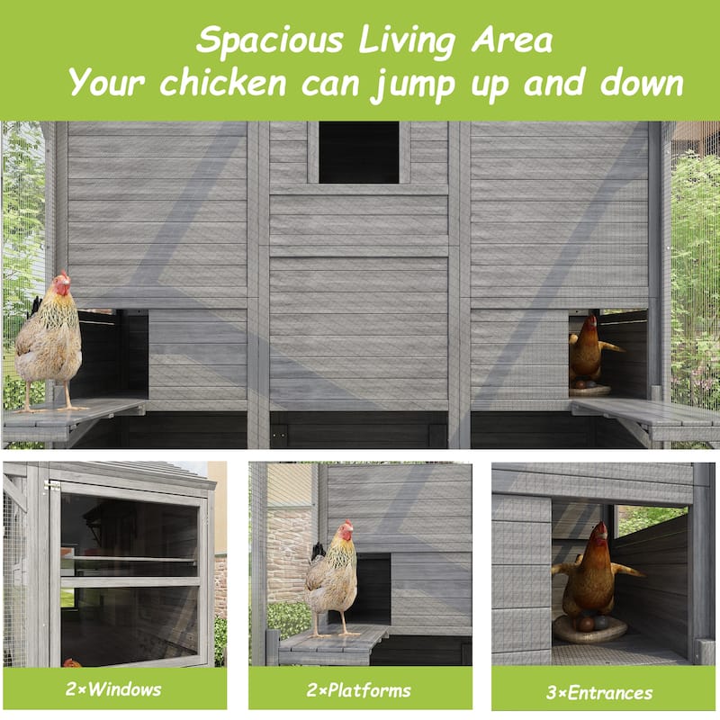 Multi-Functional Wood Chicken Coop Hen House or Cat Cage with Wire Mesh Run