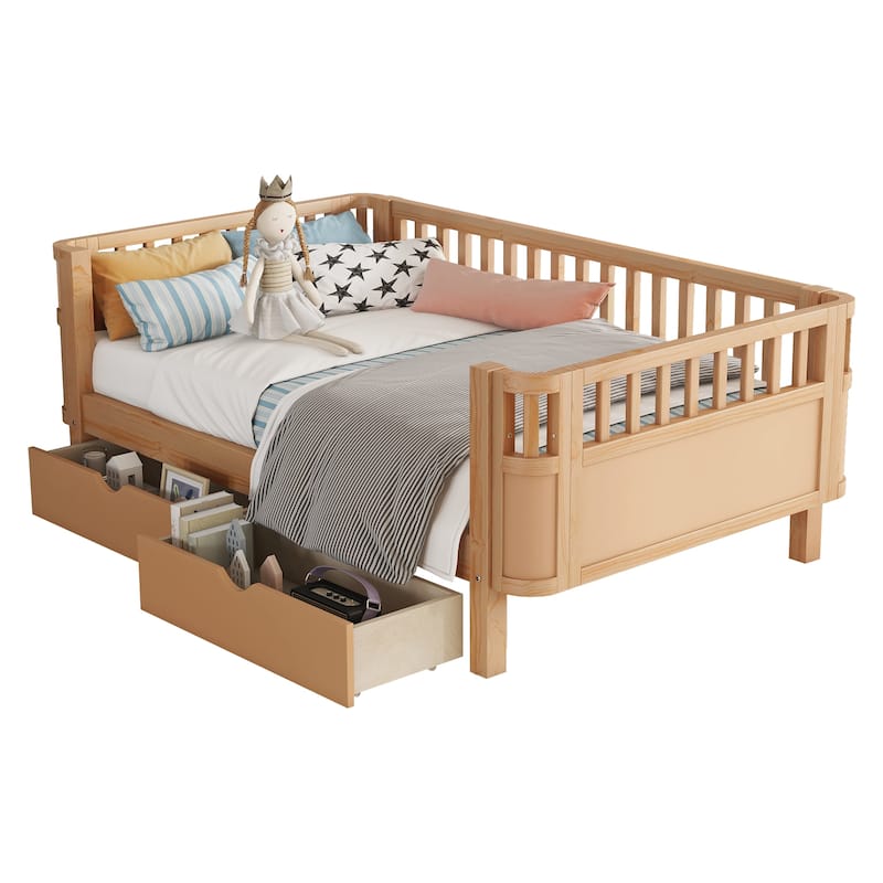 GDF Studio - Willow Twin Wood Platform Bed with Storage Drawers and Rails