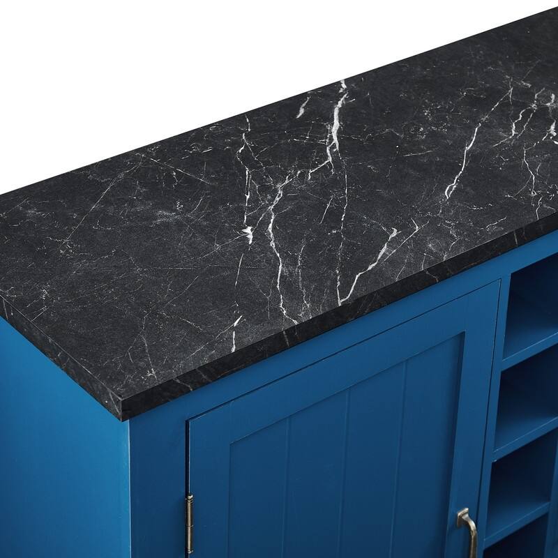 47" Marbling Countertop Buffet Bar Cabinet w/ Glass Holders