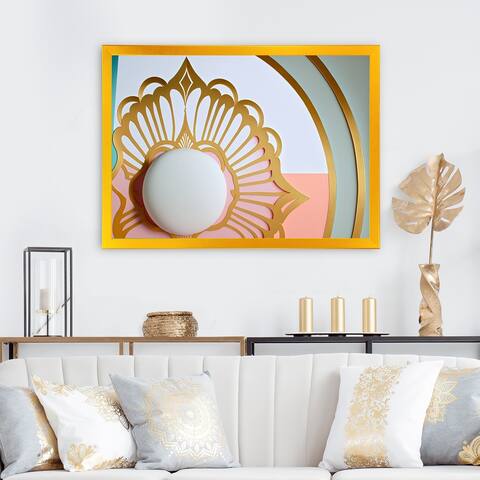 Designart "White Moon Rising" Modern Abstract Framed Art Print