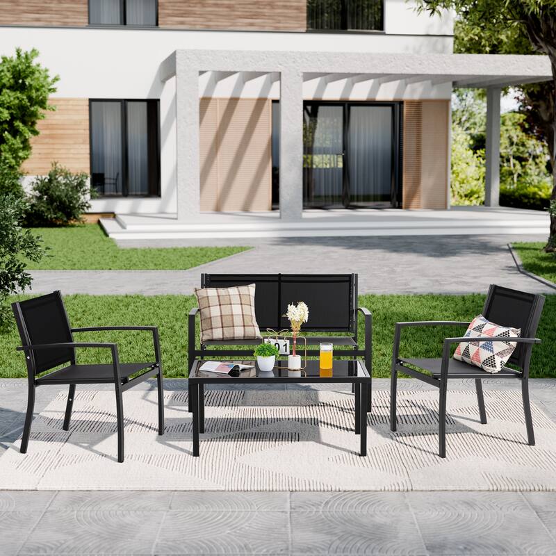 Futzca 4-Piece Patio Outdoor Bistro Set - Black