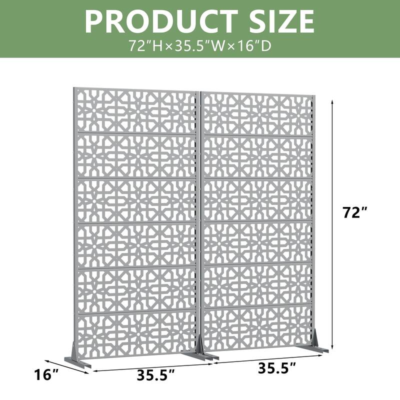 Rectangle Outdoor Privacy Screens Metal Screen Fence Panel Set of 2