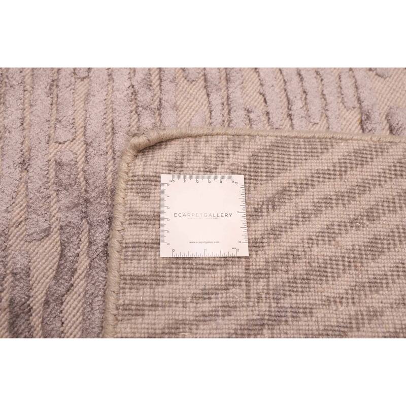 ECARPETGALLERY Hand Loomed Elysian Grey Viscose, Wool Rug - 6'8 x 9'11