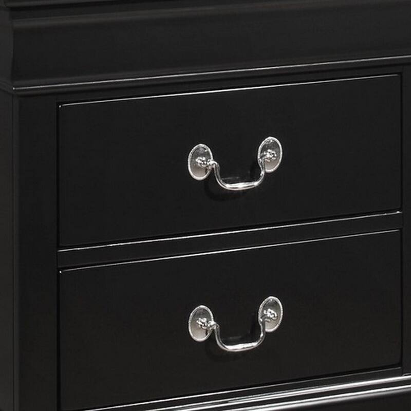 Black 2 Drawer 15.5 in. W Nightstand with Sturdy Drawer Pulls