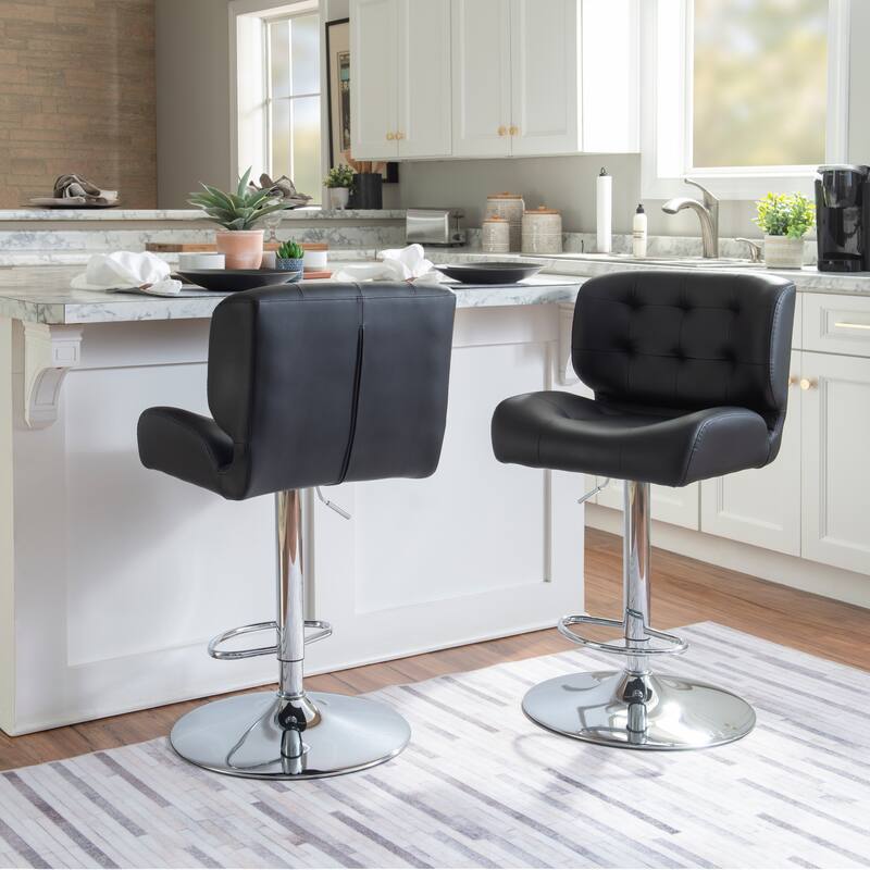 Reilly Adjustable Faux Leather Barstool