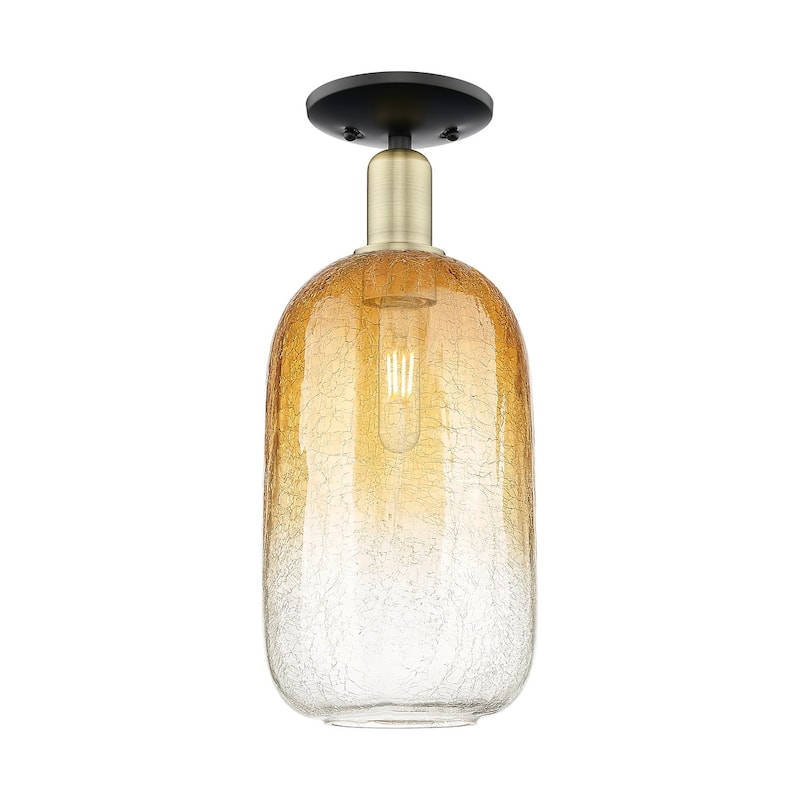 Innovations Lighting 716-1C-17-7 Brookhaven Cloche Semi-Flush - Black Antique Brass / Amber