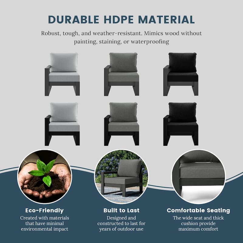 Polytrends Endless Patio Deep Seating Left Arm Chair with Gray Frame