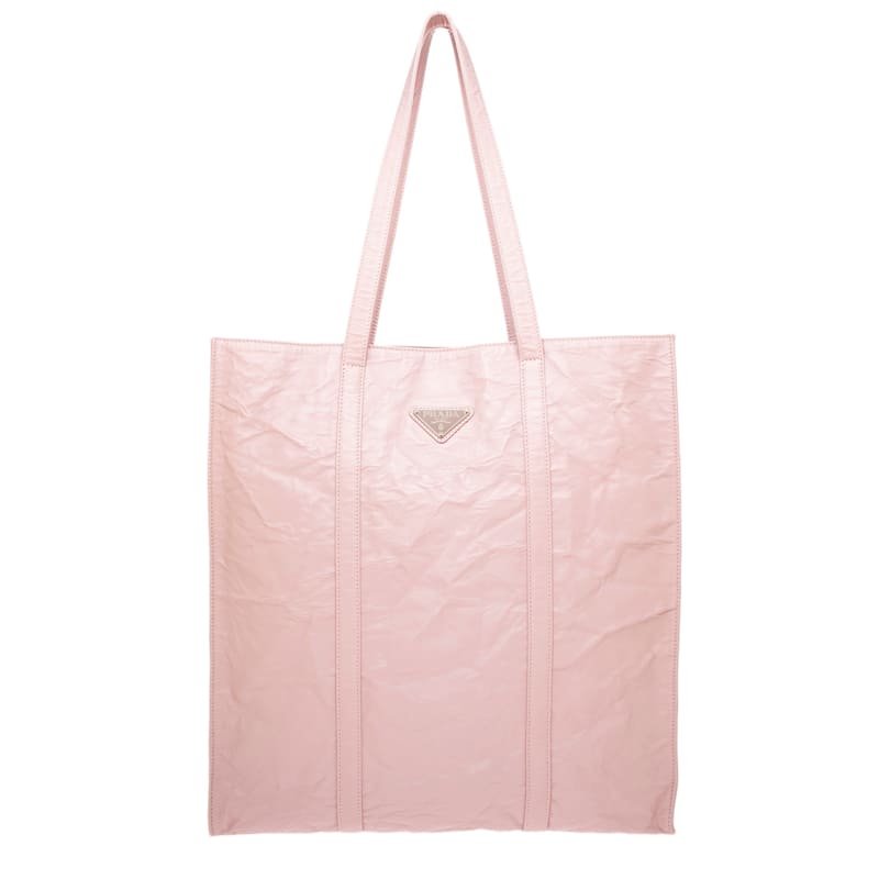 Prada Crinkled Leather Tote Bag - Pink