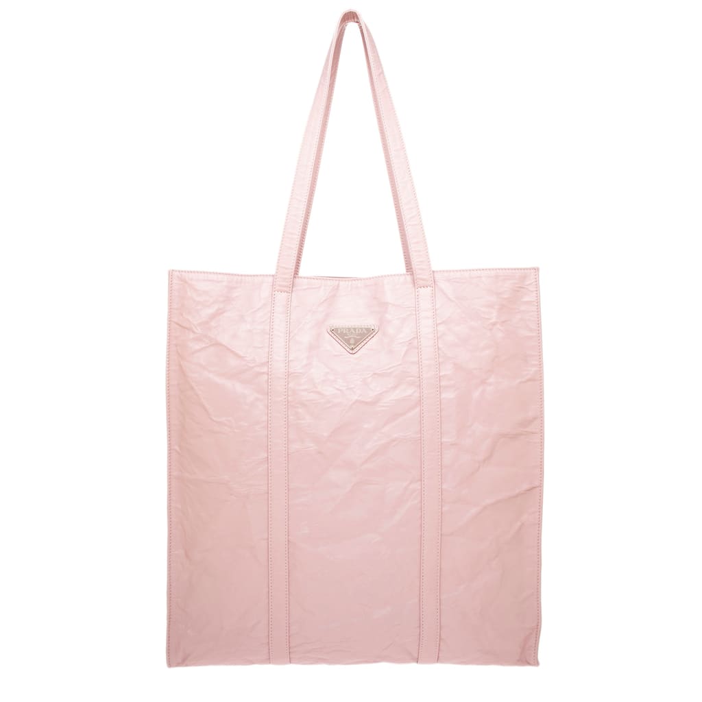 Prada Crinkled Leather Tote Bag