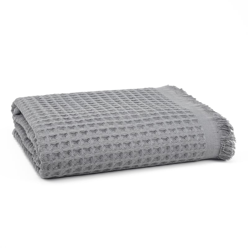 East'N Blue Lycia Turkish Cotton Waffle Bath Towel (Pack of 1) - Ash Grey
