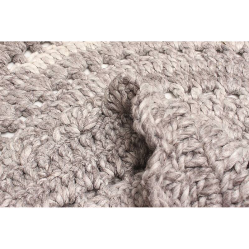 ECARPETGALLERY Braid weave Sienna Grey Wool Rug - 3'1 x 3'1
